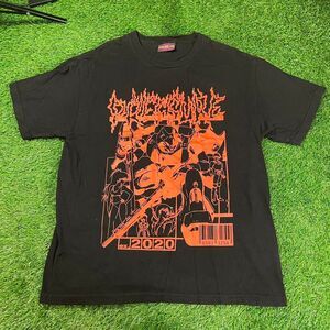 Pressure black and red men's anime graphic T shirt streetwear design size L